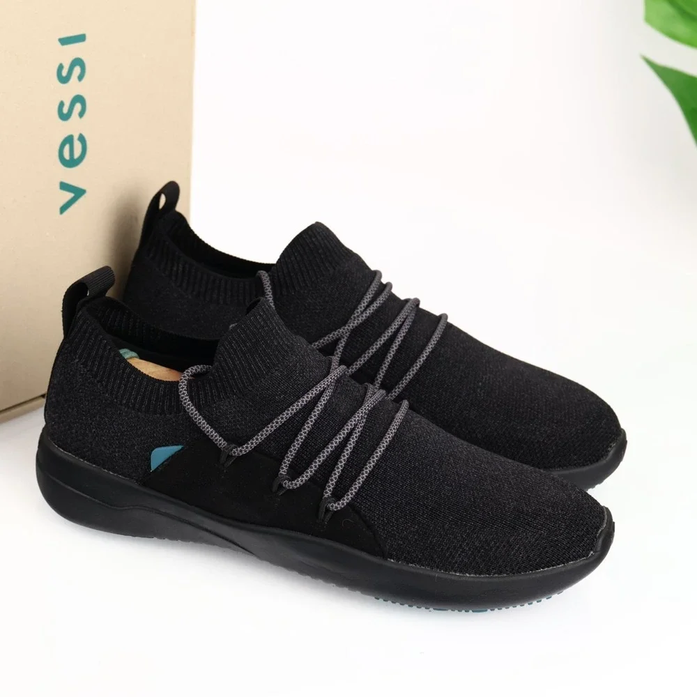 Vessi Womens Cityscape Classic Sneaker Size 8 Waterproof Black Lace Up Knit Shoe